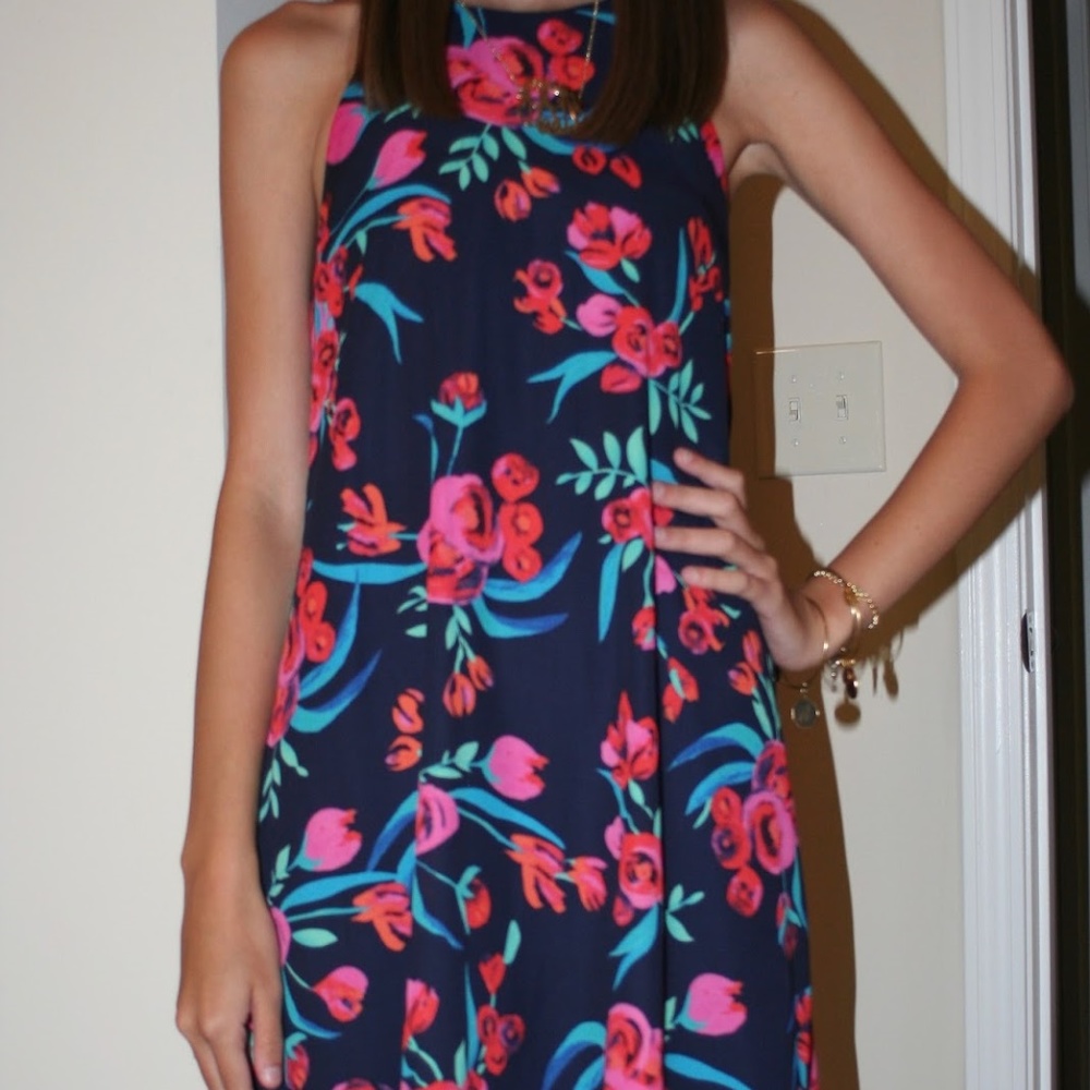 Everly Her Own Kind Navy Floral Print Dress